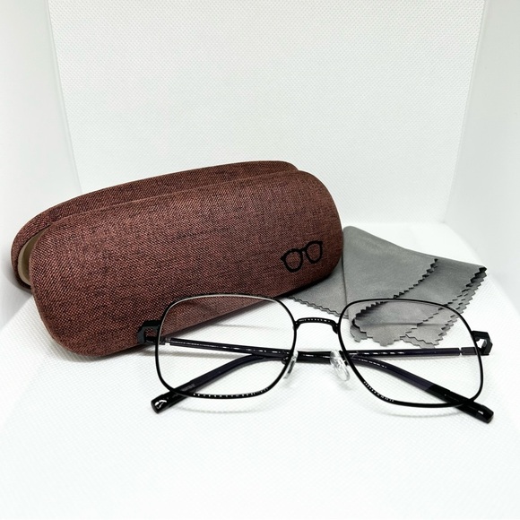 Black Frame Blue Light Blocking Optical Glasses with Hard Case - Picture 1 of 4